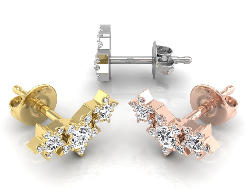 18K Star Diamond Earrings — 3 COLOR