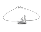 18K White Gold Arabic Alphabet Round Diamond Bracelet — TOP