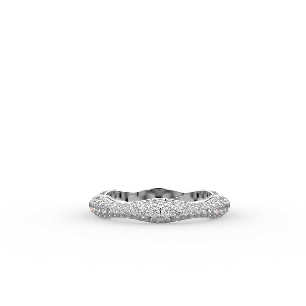 18K Yellow Gold Round Diamond Band Ring — TOP