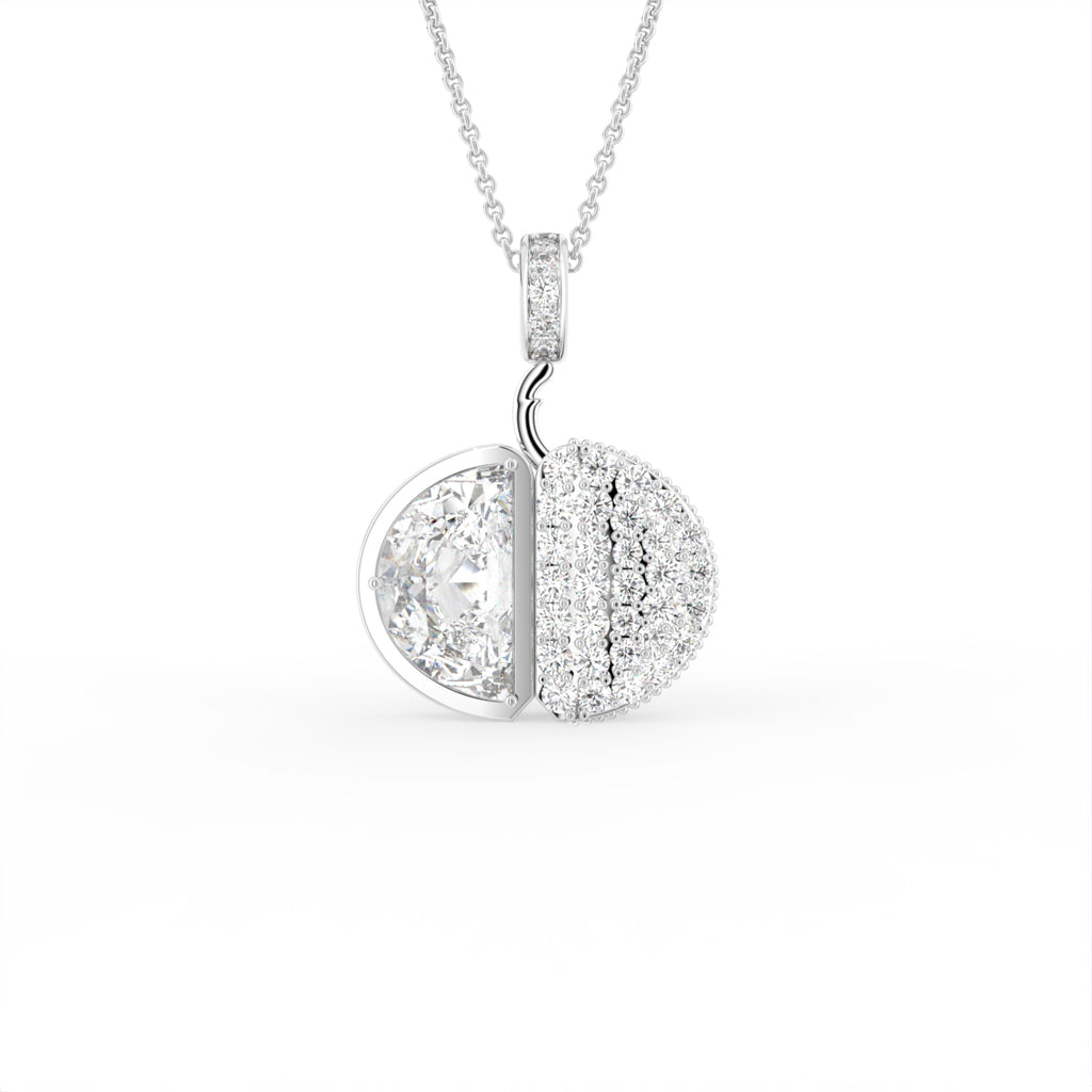 18K Solitaire Pave Diamond Pendant — FRONT
