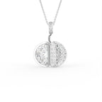 18K Solitaire Pave Diamond Pendant — FRONT