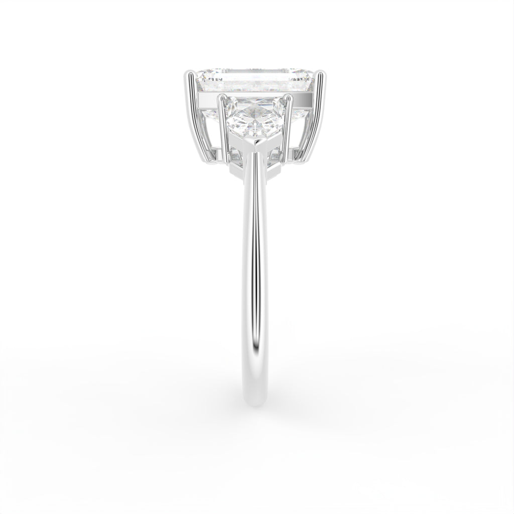 vimg:Z00248|18K Trilogy Emerald Diamond Ring — SIDE