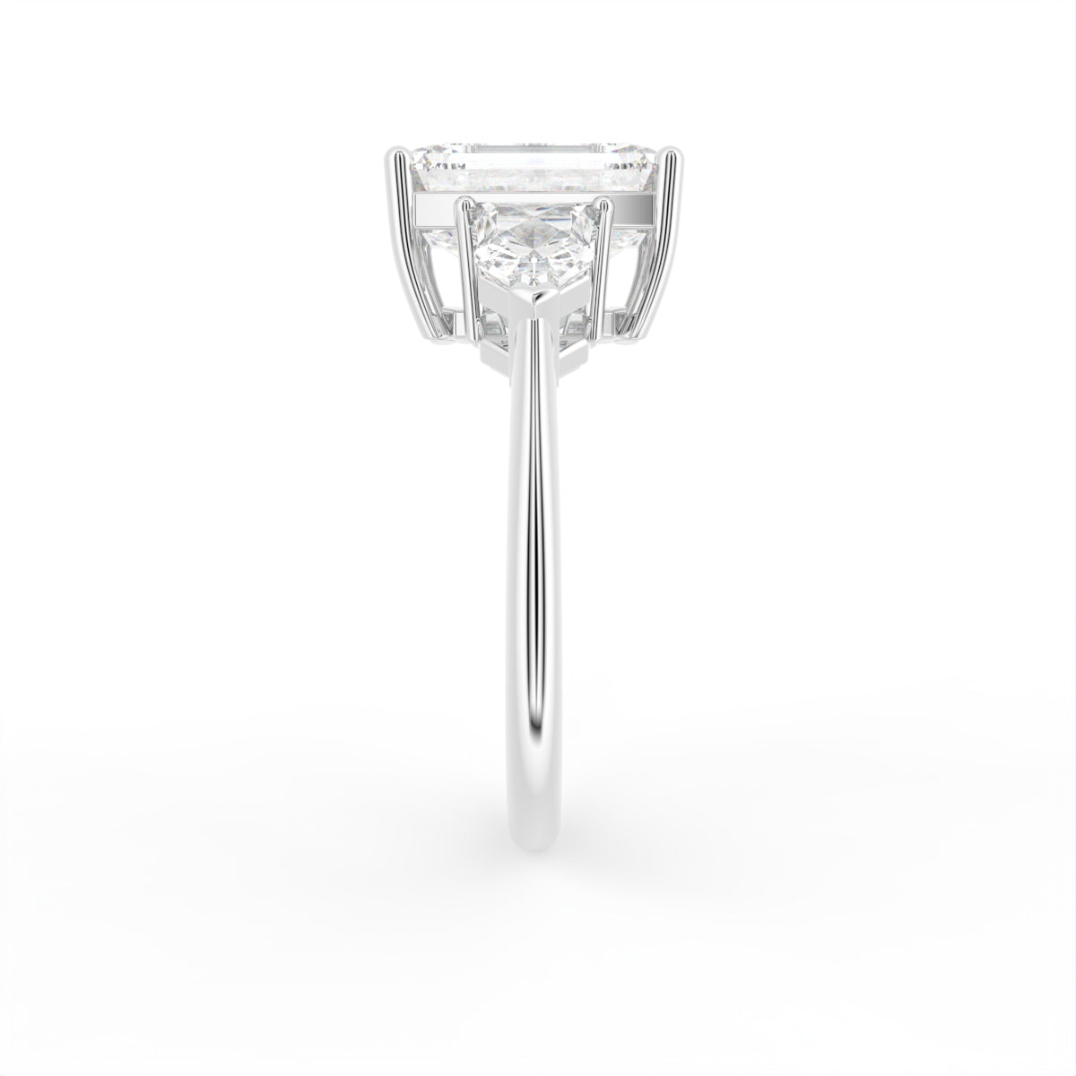 vimg:Z00248|18K Trilogy Emerald Diamond Ring — SIDE