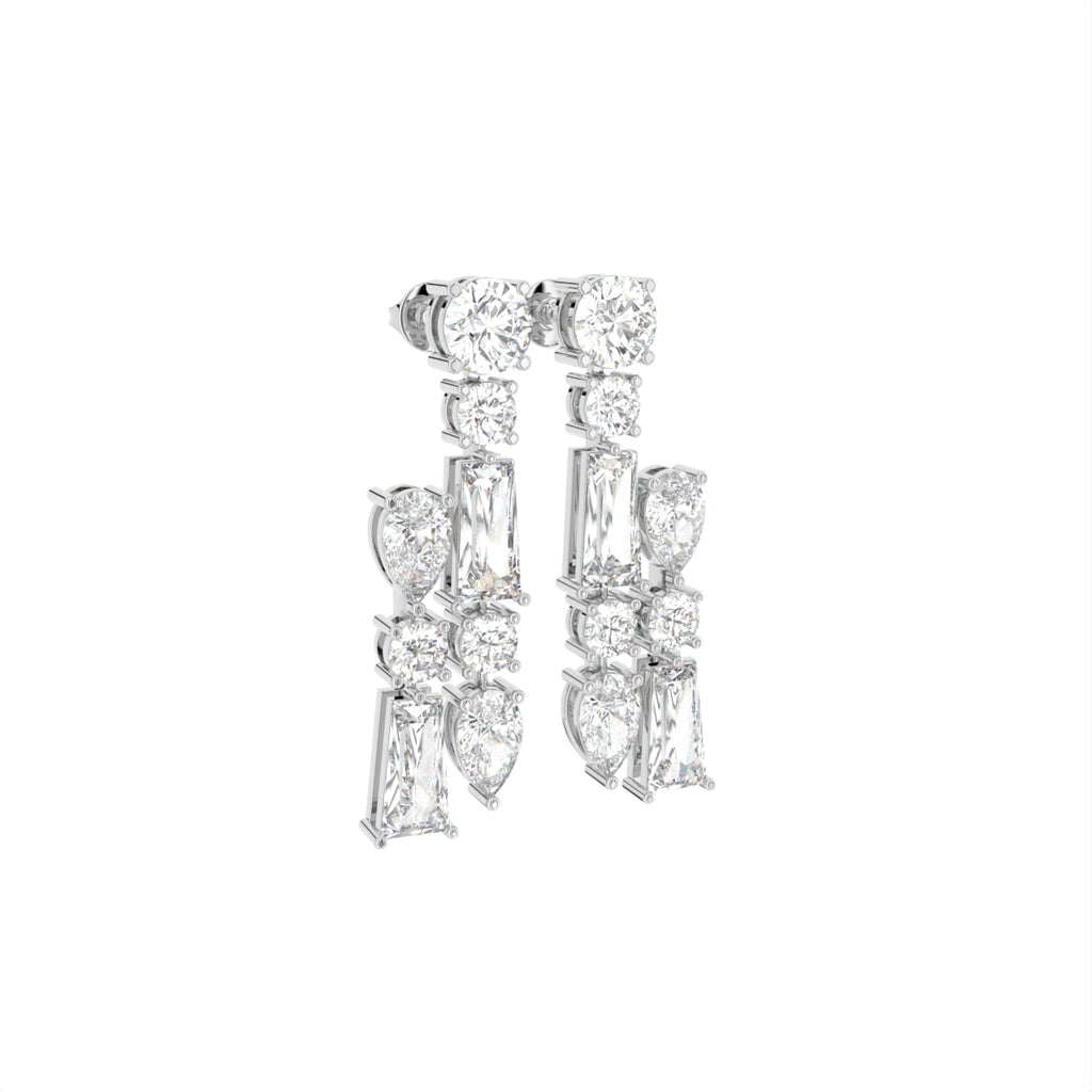 18K Bespoke Diamond Dangle Earrings — 3D VIEW