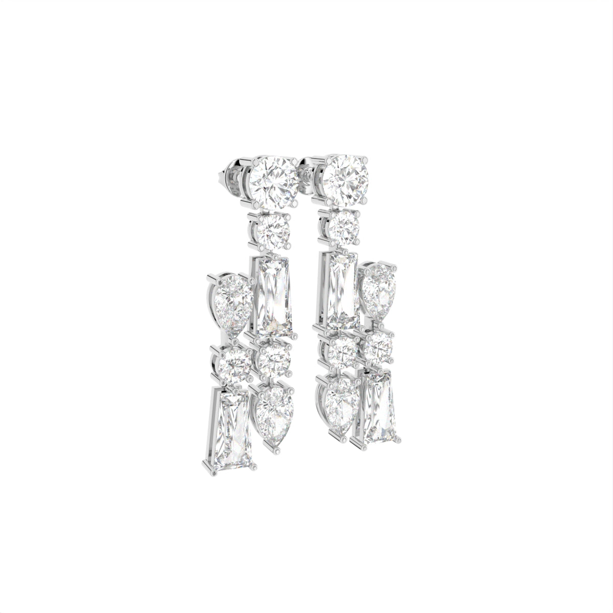 18K Bespoke Diamond Dangle Earrings — 3D VIEW