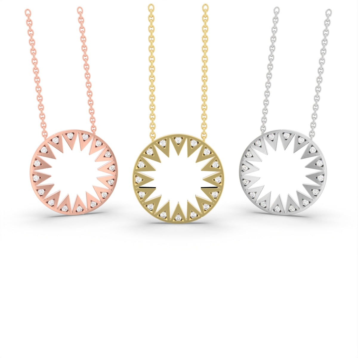 18K Yellow Gold Bespoke Round Diamond Pendant — 3 COLOR