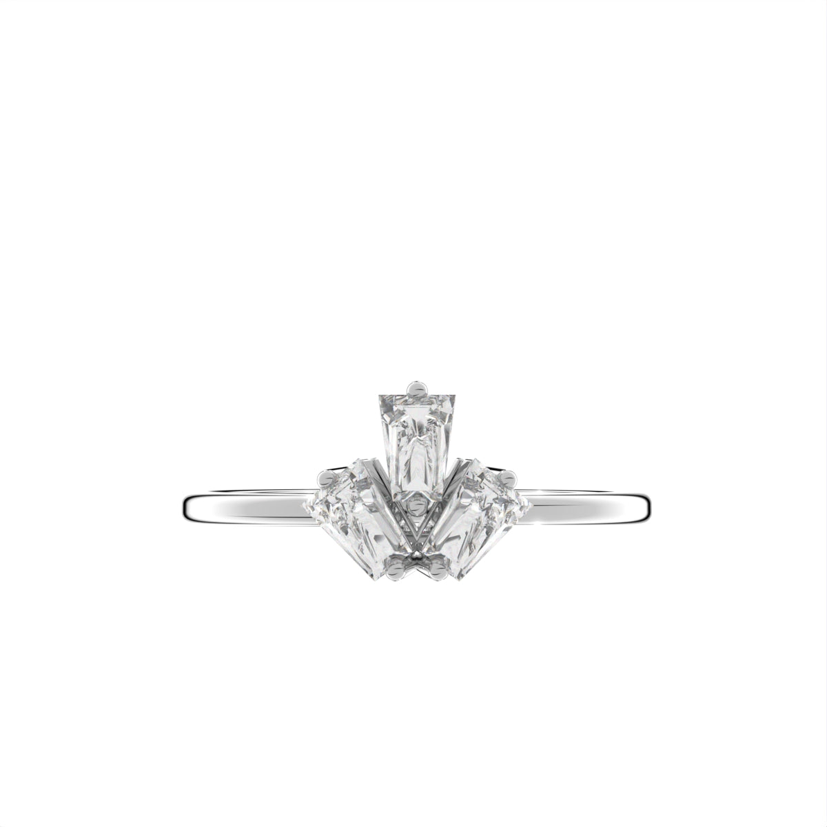 18K White Gold Baguette Diamond Promise Ring — TOP