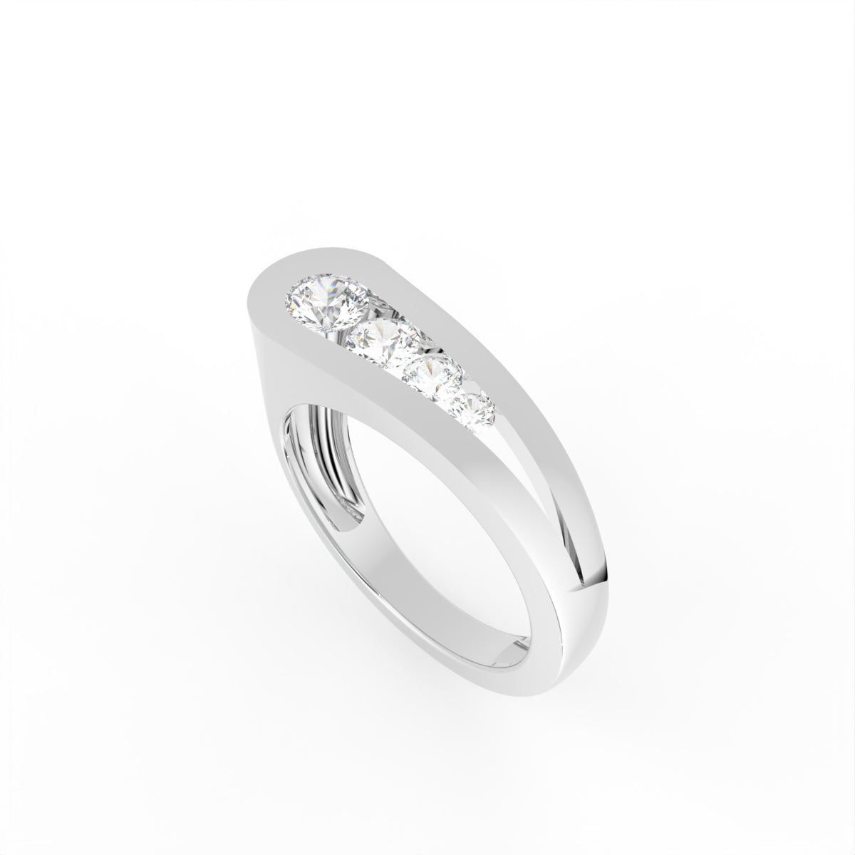 Sterling Silver Round Diamond Ring — IMAGE URL