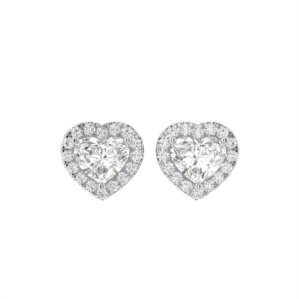 18K Heart Halo Diamond Earrings — TOP