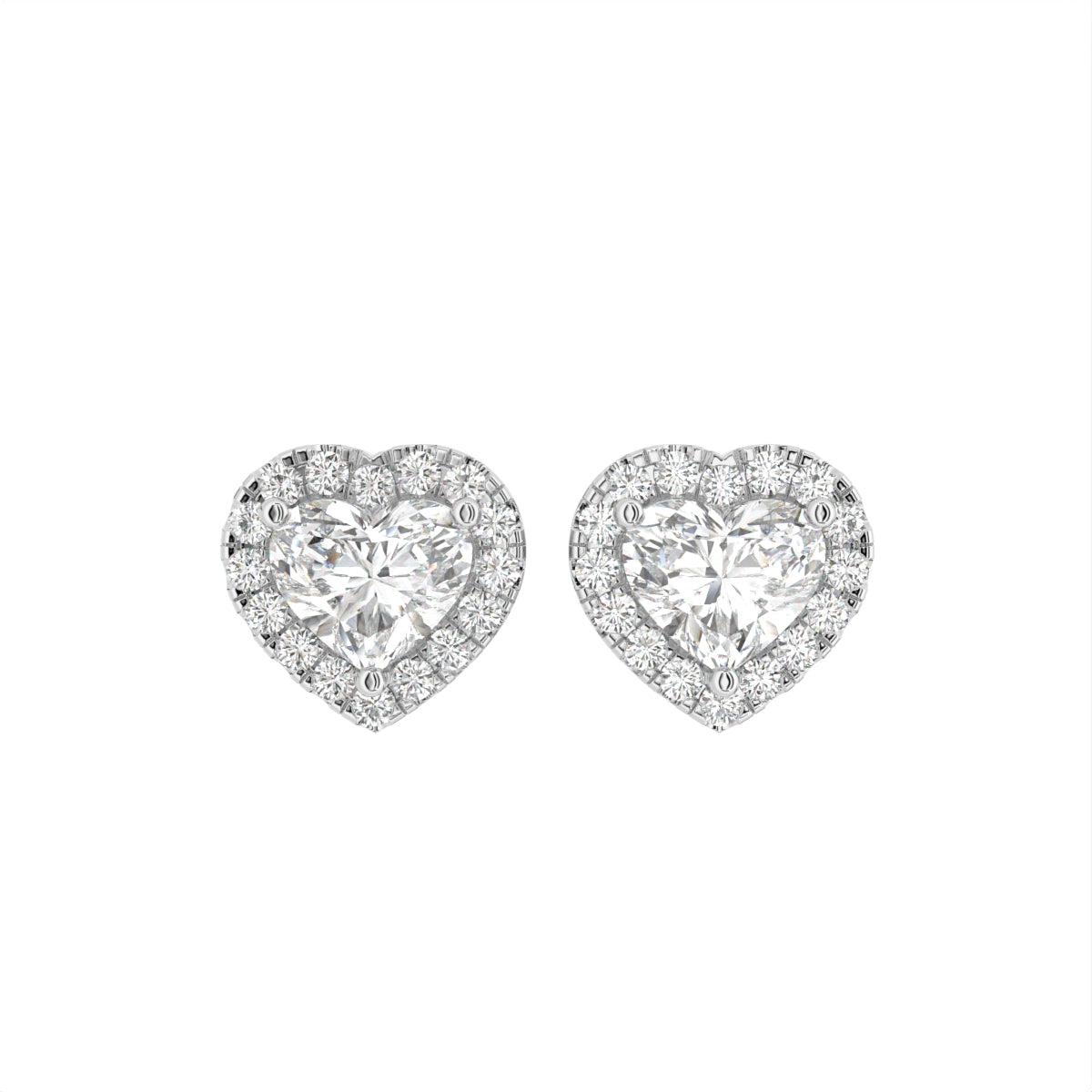 18K Heart Halo Diamond Earrings — TOP
