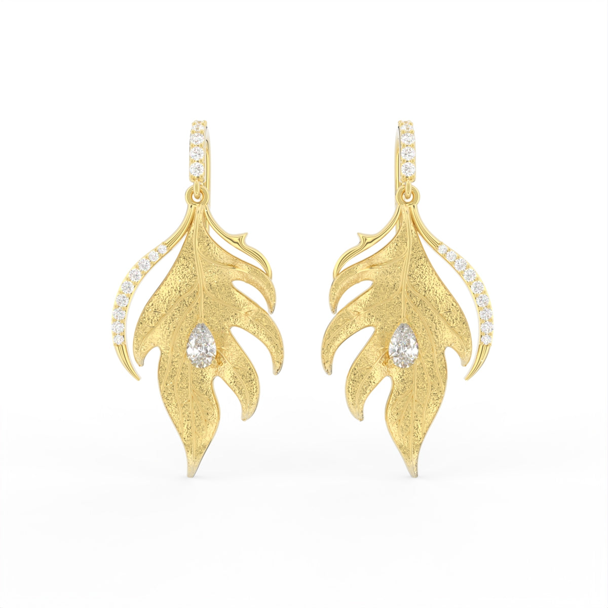 Sterling Silver Pear Diamond Earrings — TOP