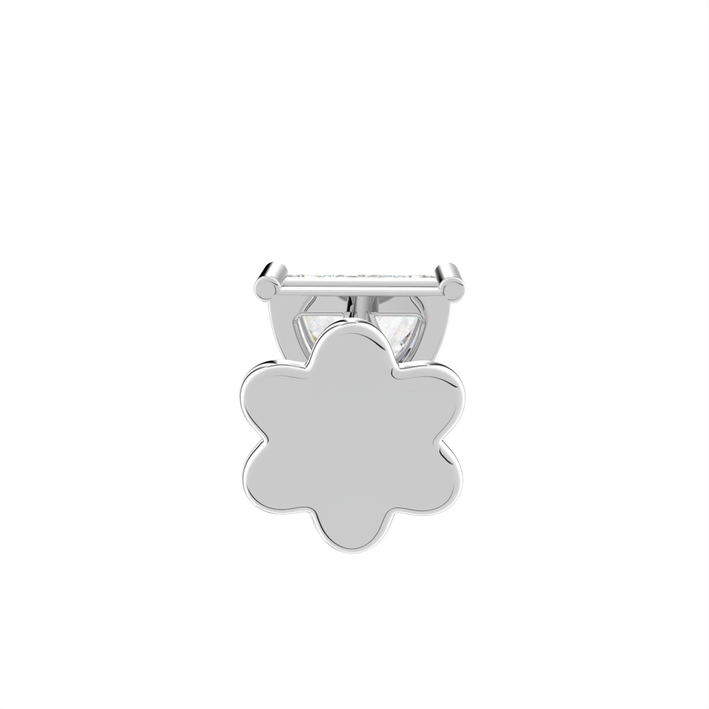 14K White Gold Round Diamond Stud Earrings — BACK