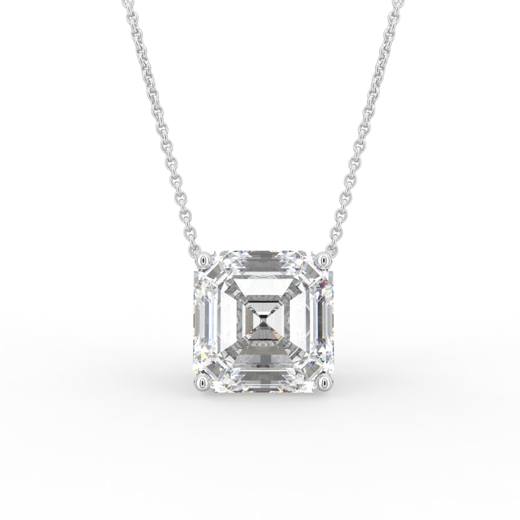 18K Asscher Cut Diamond Pendant — FRONT