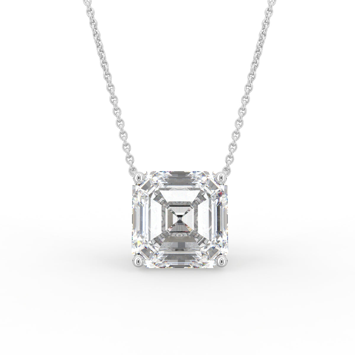 18K Asscher Cut Diamond Pendant — FRONT