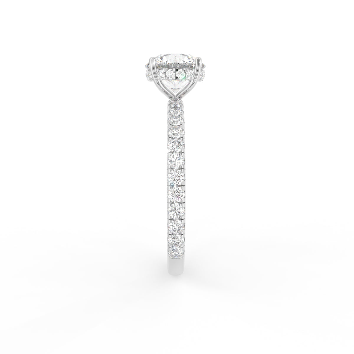 18K Solitaire Round Diamond Engagement Ring — SIDE