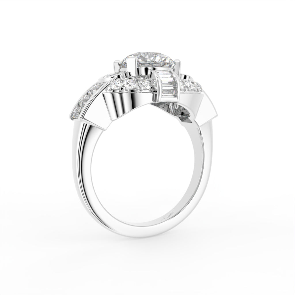 18K Bespoke Baguette Diamond Ring — 3D VIEW