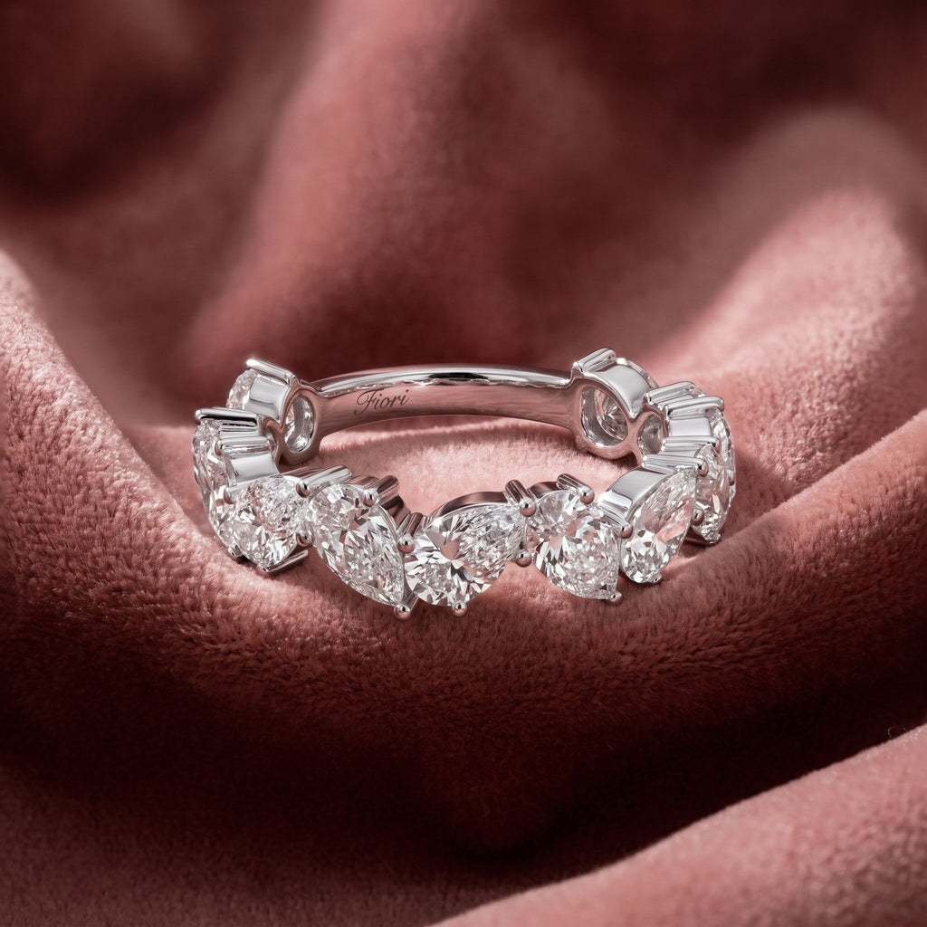 18K Eternity Pear Diamond Ring — AI cloth, in-house