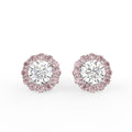 18K Pink Halo Round Diamond Earrings — TOP
