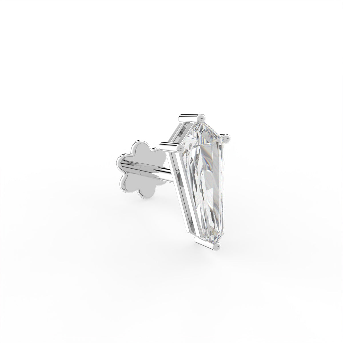 18K Fancy Bezel Diamond Stud Earrings — 3D VIEW