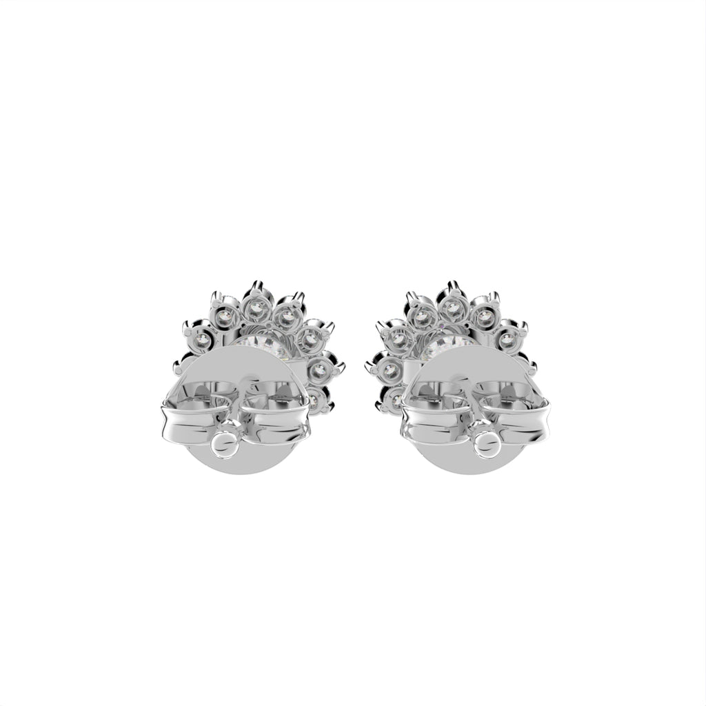 18K Halo Diamond Earrings — BACK