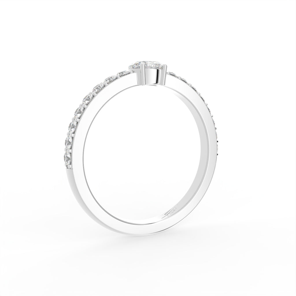 18K Shoulder Set Round Diamond Ring — 3D VIEW