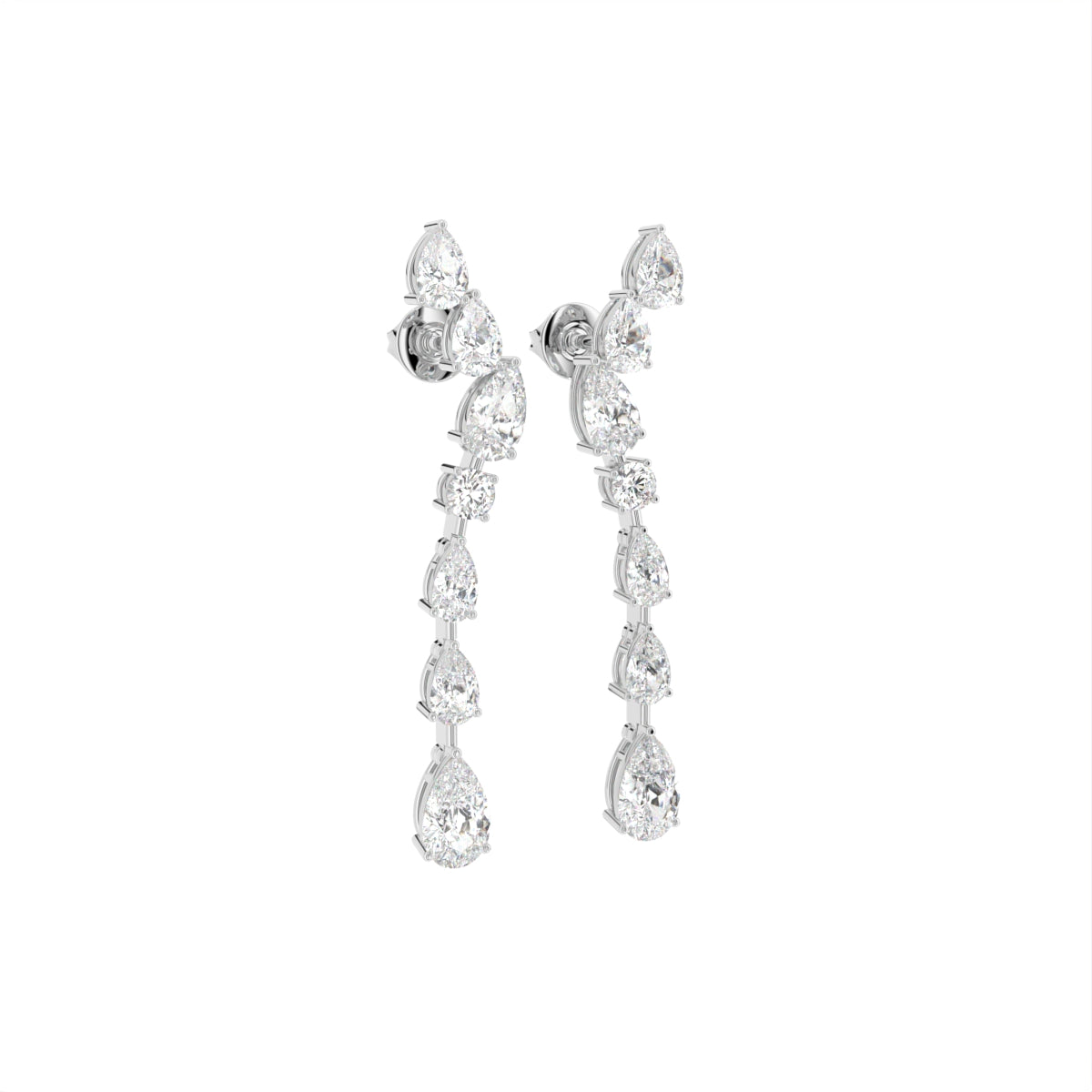 18K Pear Diamond Drop Earrings — 3D VIEW