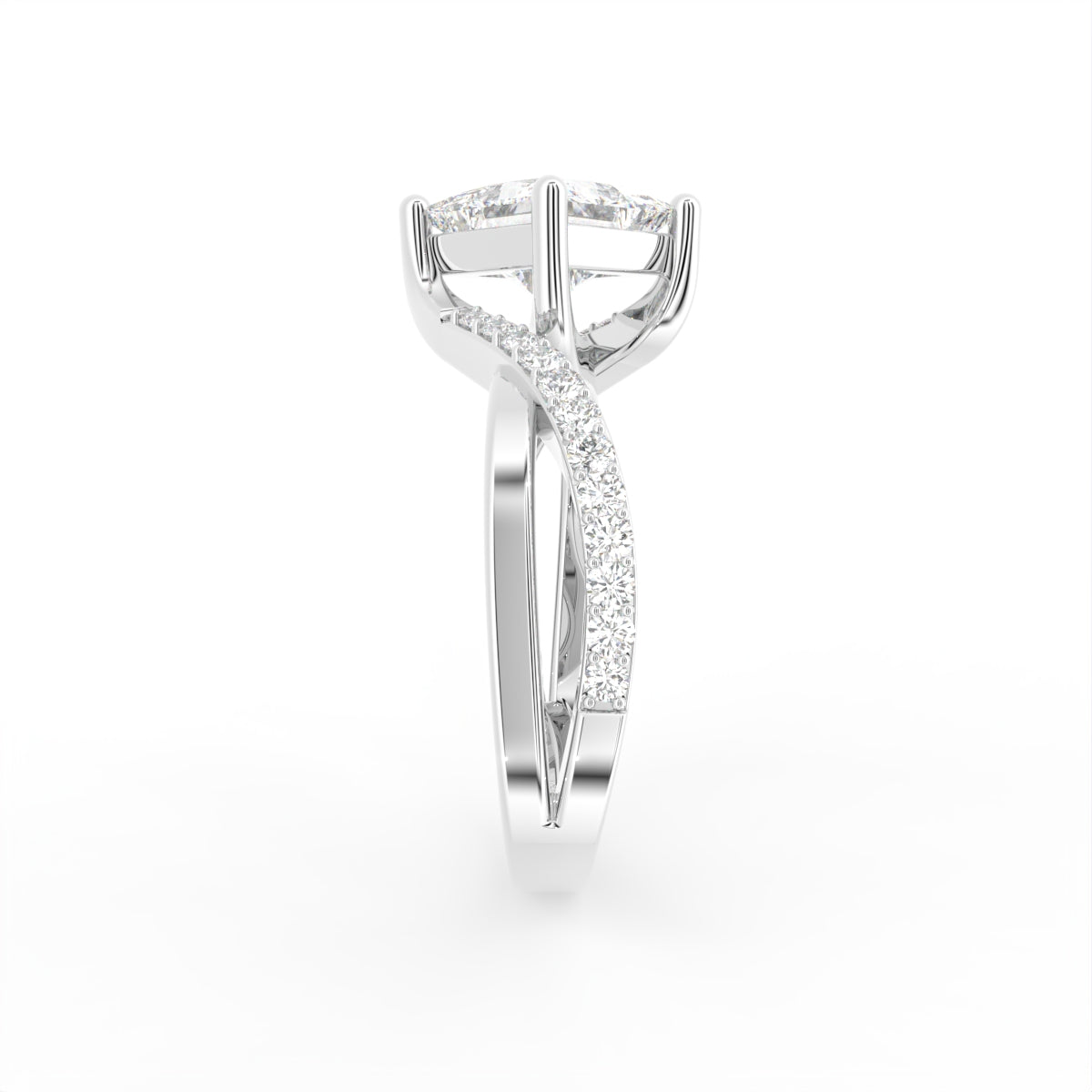vimg:Z00227|18K Princess Diamond Solitaire Engagement Ring — SIDE