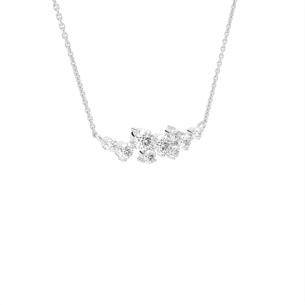 18K Geometric Cluster Round Diamond Pendant — 3D VIEW