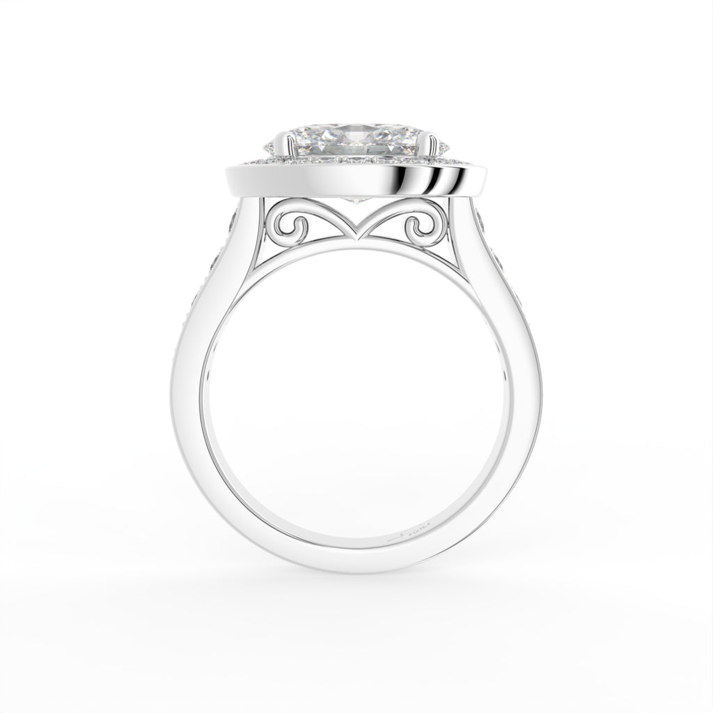 vimg:Z00226|18K Halo Oval Diamond Solitaire Ring — FRONT