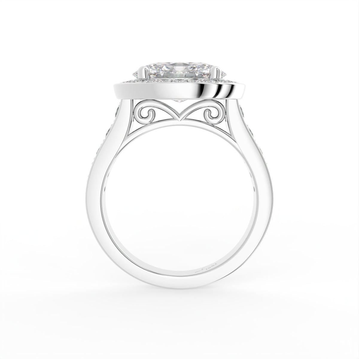 vimg:Z00226|18K Halo Oval Diamond Solitaire Ring — FRONT
