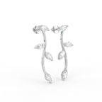 14K White Gold Marquise Leaf Diamond Drop Earrings — 3D VIEW
