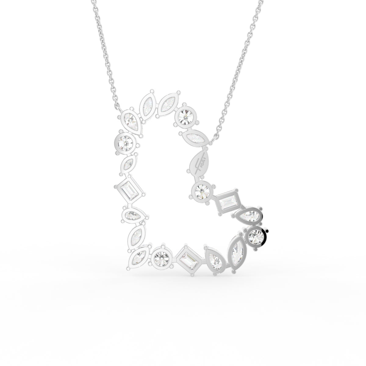 vimg:FJ4806|vimg:FJ4807|14K White Gold Heart Marquise Diamond Pendant — BACK