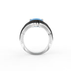 18K Blue Pear and Diamond Cocktail Ring — FRONT