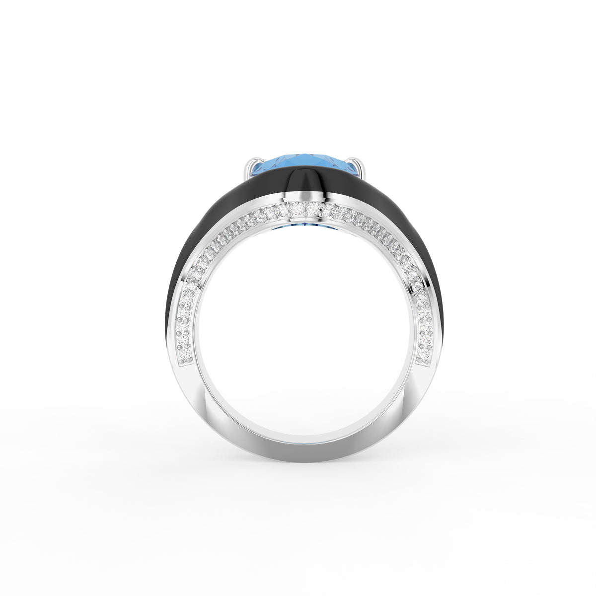 18K Blue Pear and Diamond Cocktail Ring — FRONT