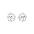 18K Floral Halo Solitaire Diamond Stud Earrings — TOP