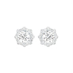 18K Floral Halo Solitaire Diamond Stud Earrings — TOP