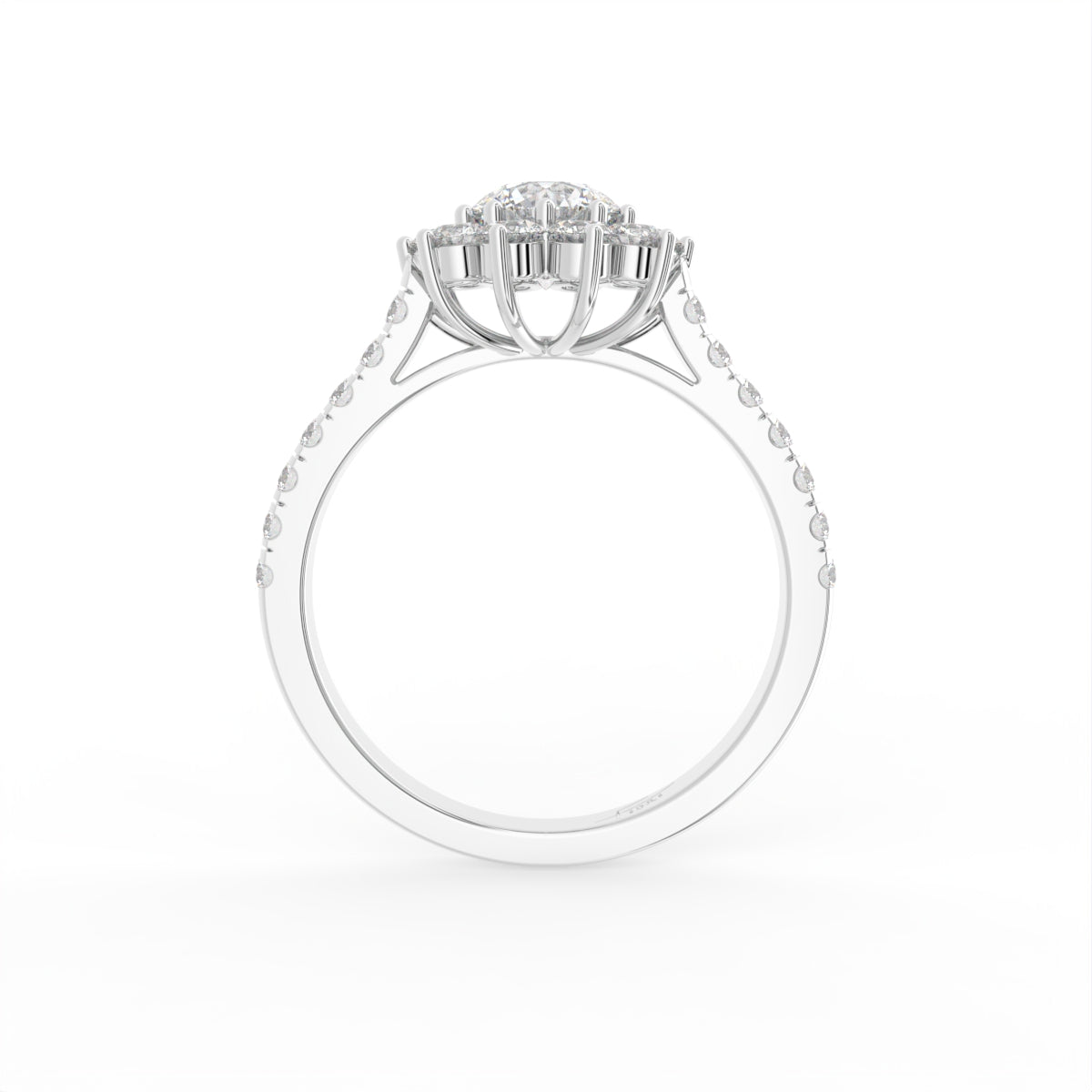 18K Halo Round Diamond Cocktail Ring — FRONT