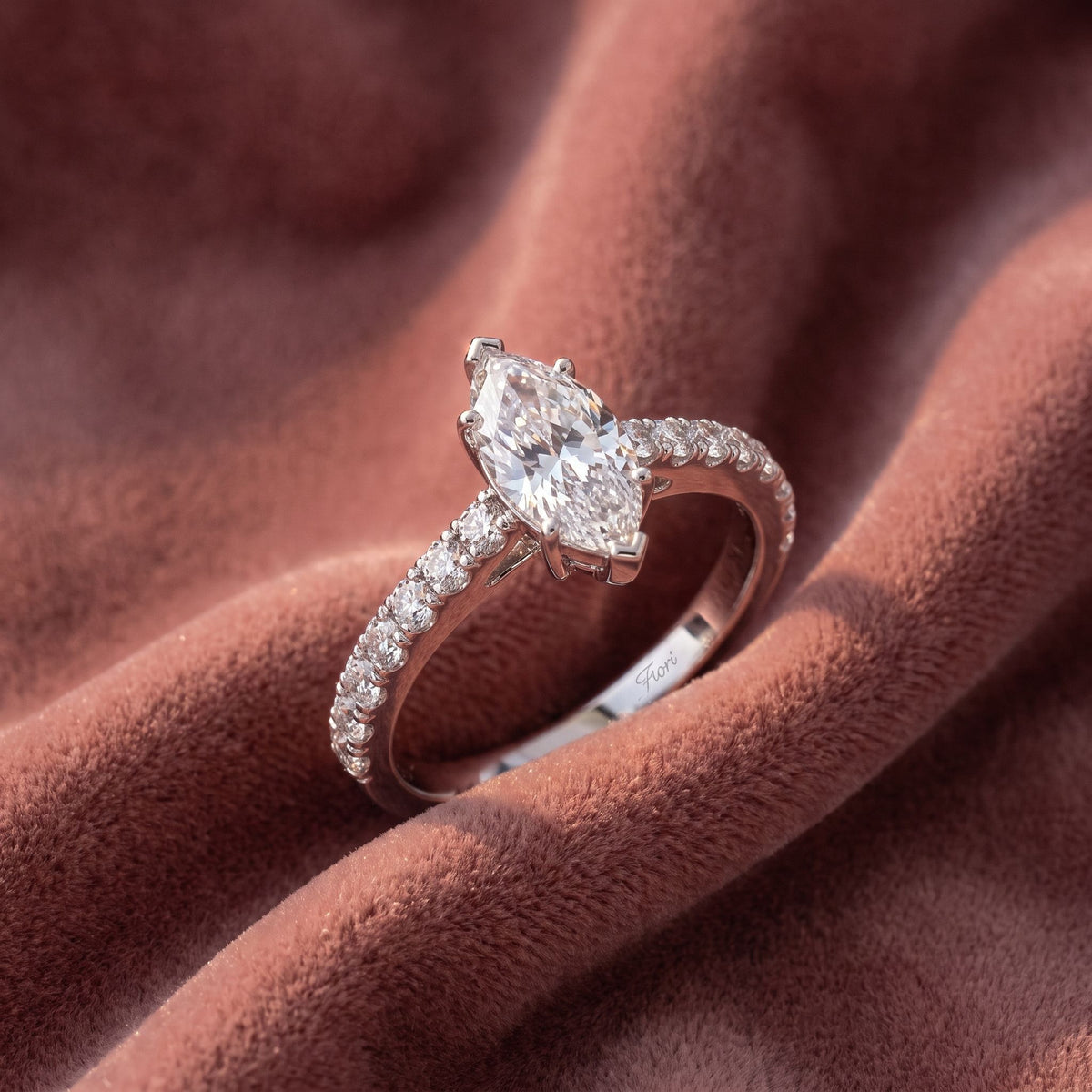 18K Marquise Diamond Solitaire Engagement Ring — AI cloth, in-house