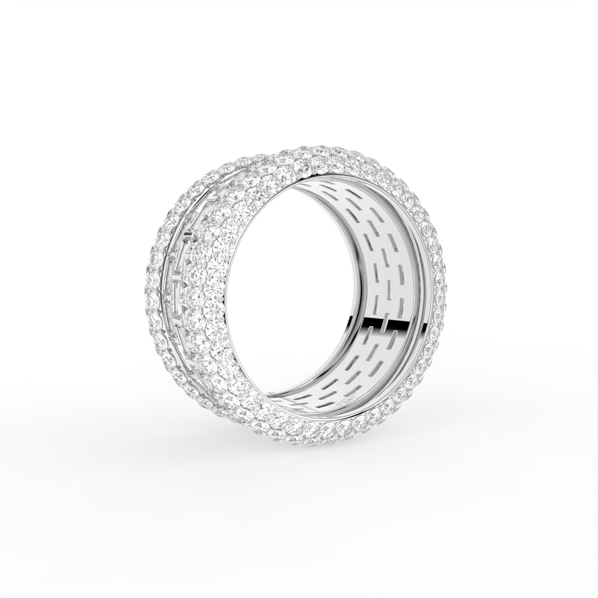 18K Wide Pave Diamond Ring — 3D VIEW