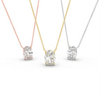 18K Solitaire Oval Diamond Pendant — 3 COLOR