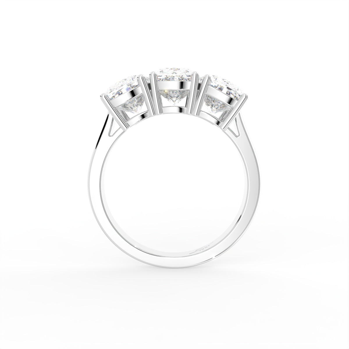 18K Trilogy Emerald-Cut Diamond Ring — FRONT