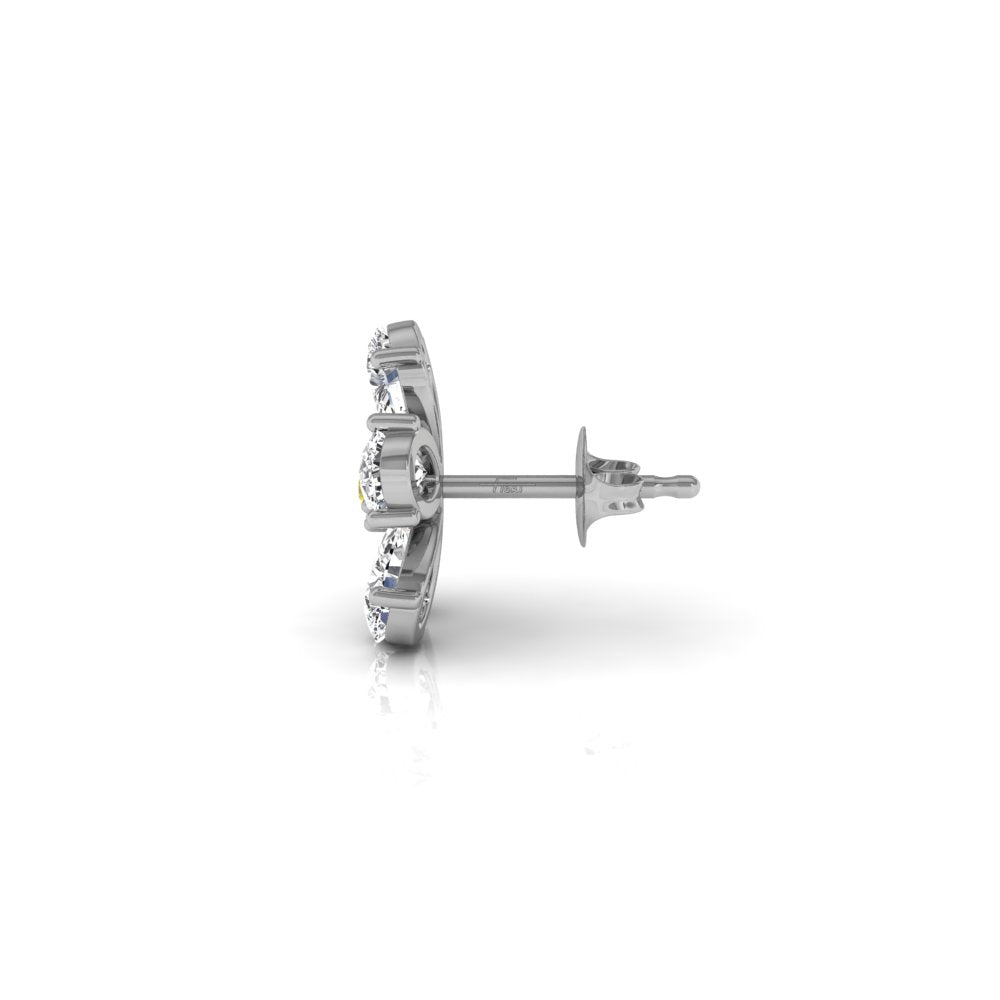 vimg:FJ4925|vimg:FJ4926|14K White Gold Pear Floral Diamond Earrings — SIDE VIEW
