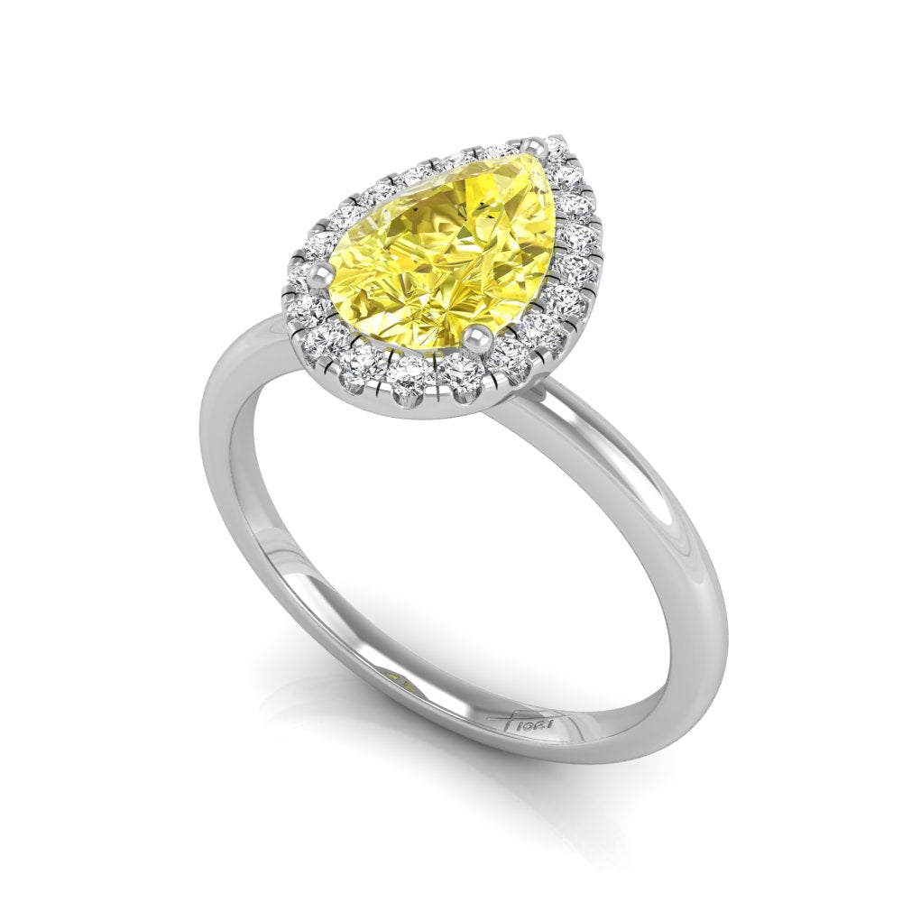 vimg:FJ1768|18K Halo Pear Diamond Engagement Ring — 3D VIEW