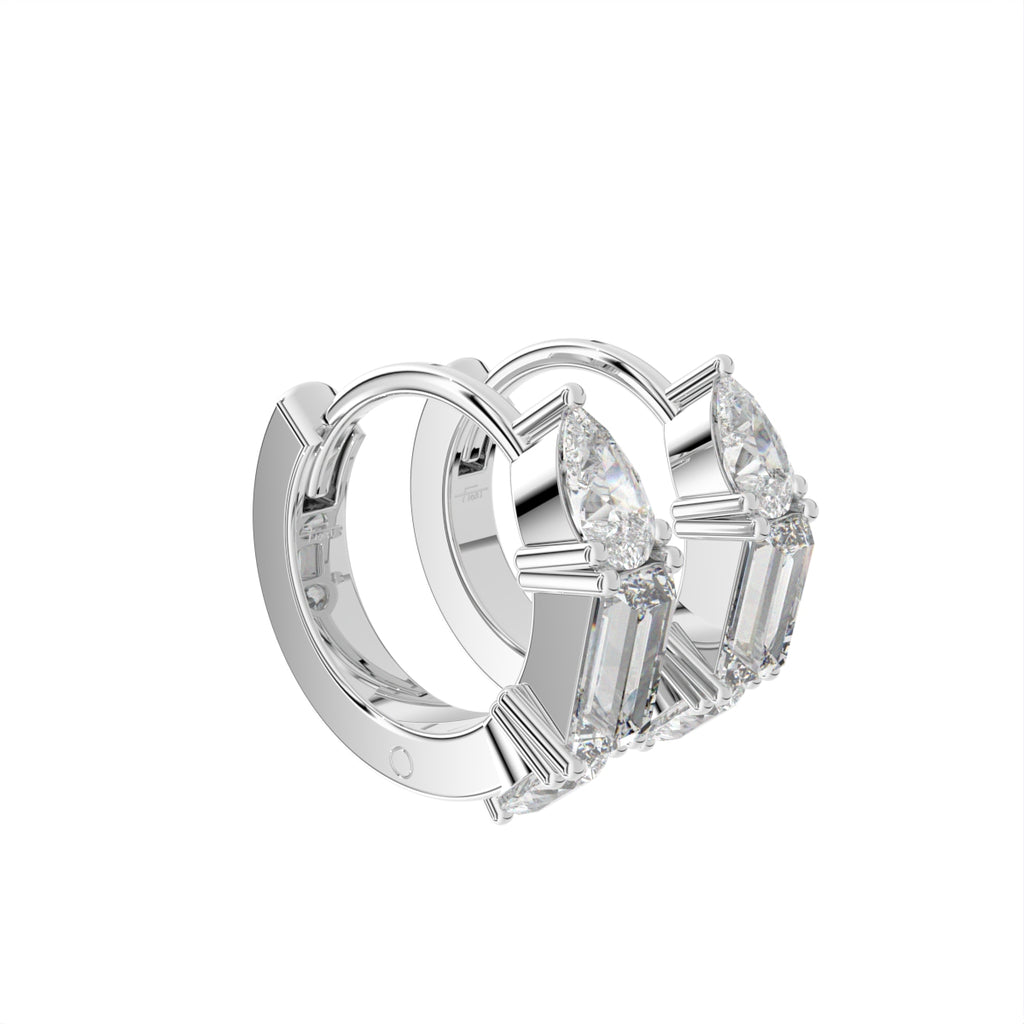 18K Diamond Hoop Earrings — 3D VIEW