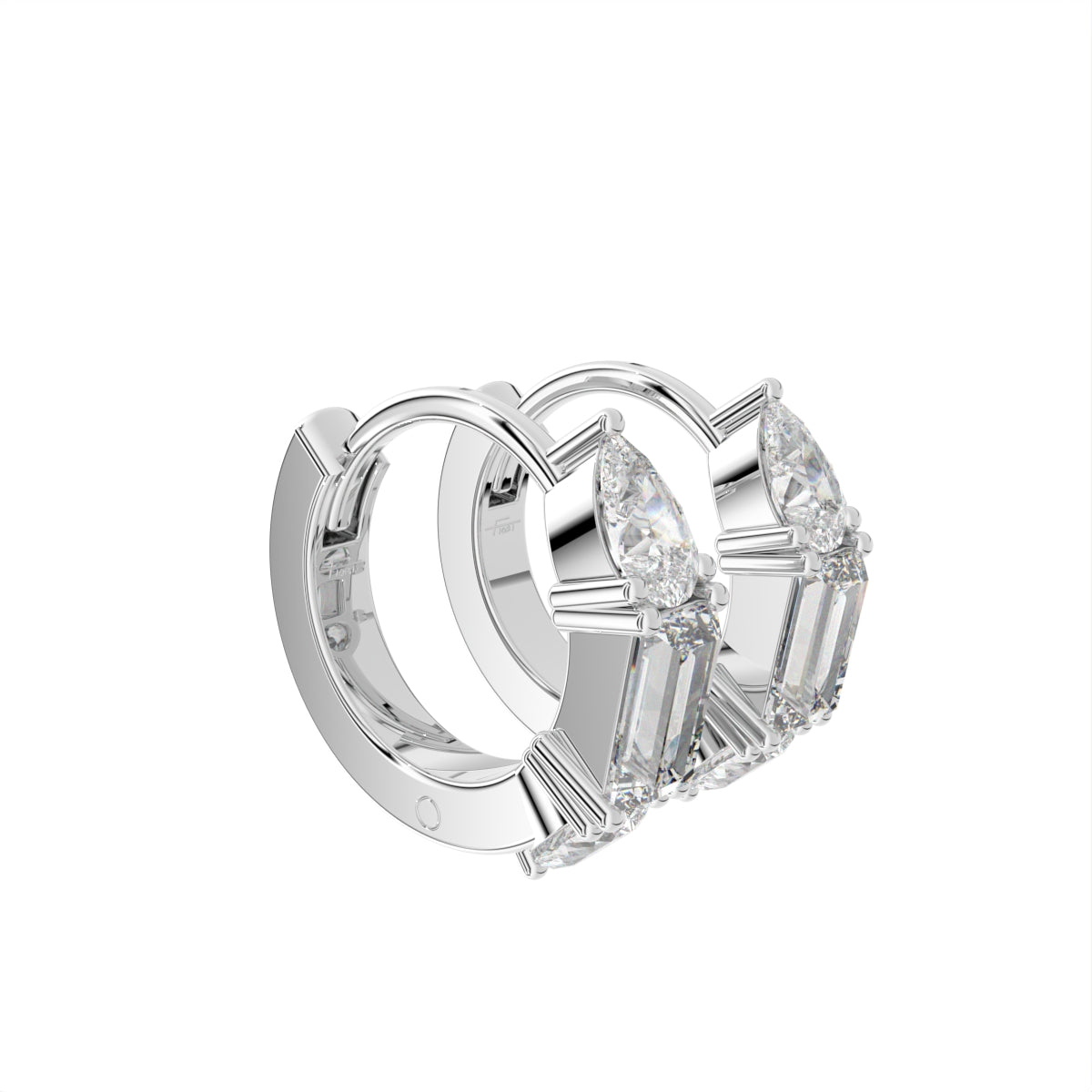 18K Diamond Hoop Earrings — 3D VIEW