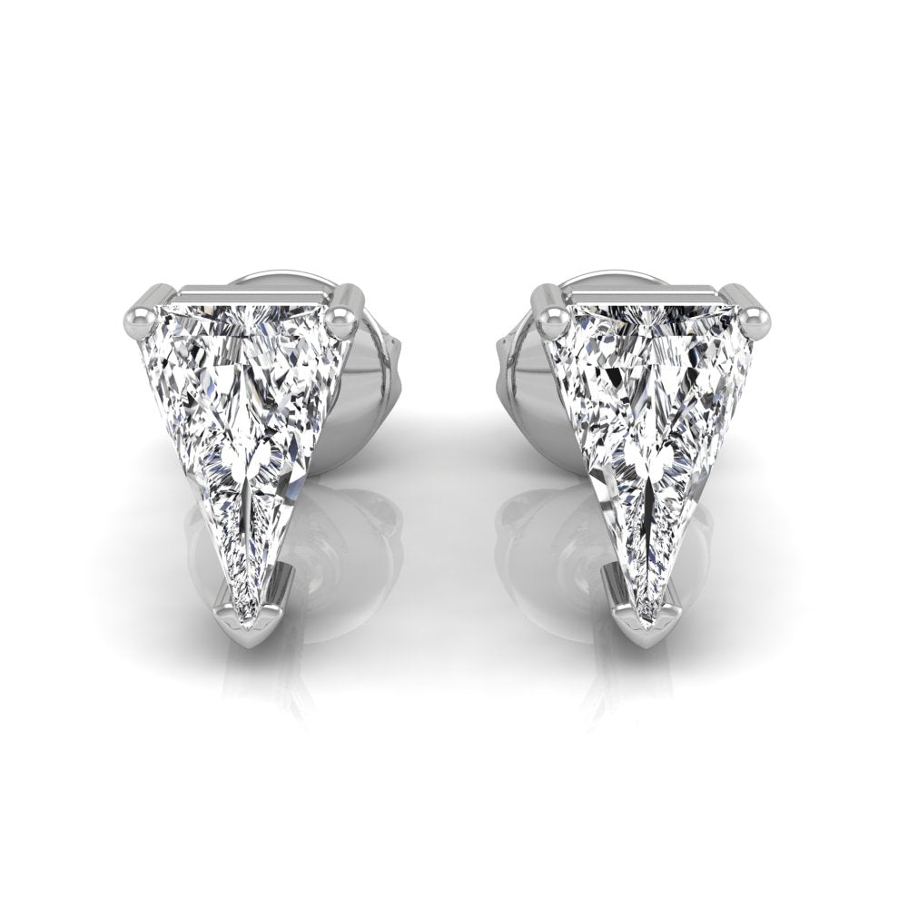 18K Triangle Solitaire Diamond Earrings — TOP