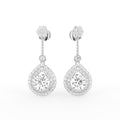 18K Drop Pear Halo Diamond Earrings — TOP