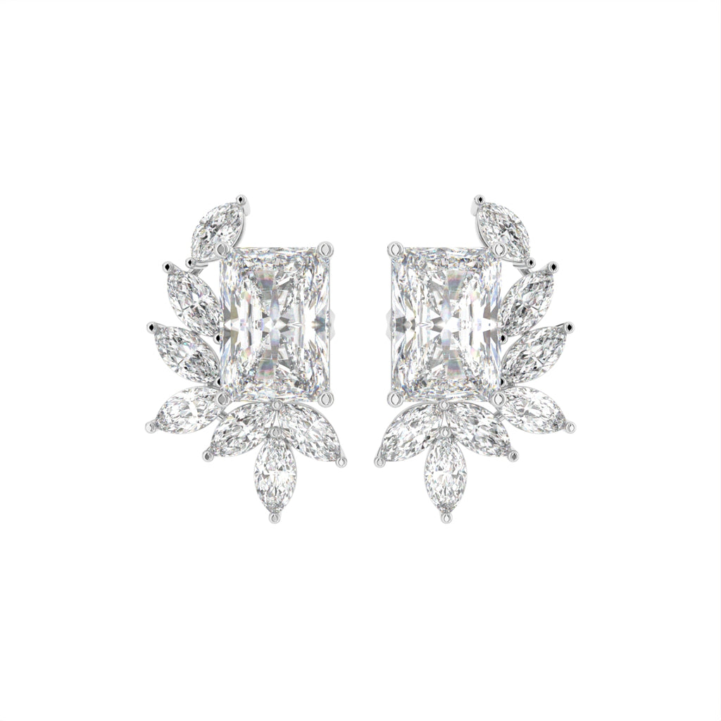18K Radiant Marquise Diamond Earrings — TOP