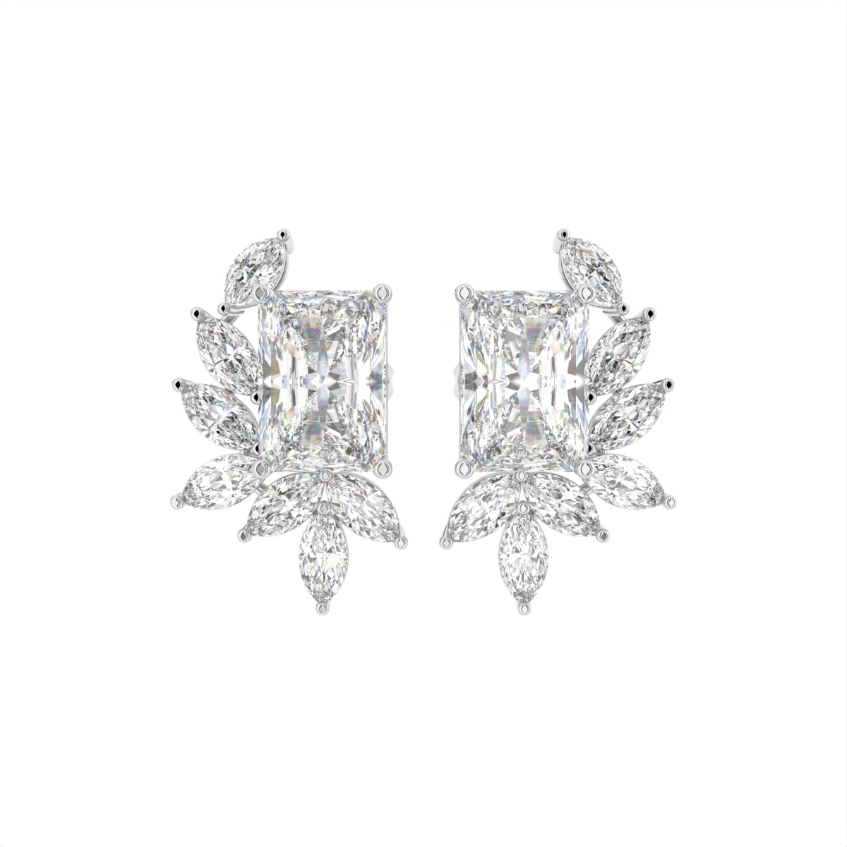 18K Radiant Marquise Diamond Earrings — TOP