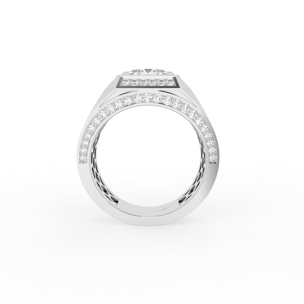 18K White Gold Bespoke Cushion Diamond Ring — FRONT